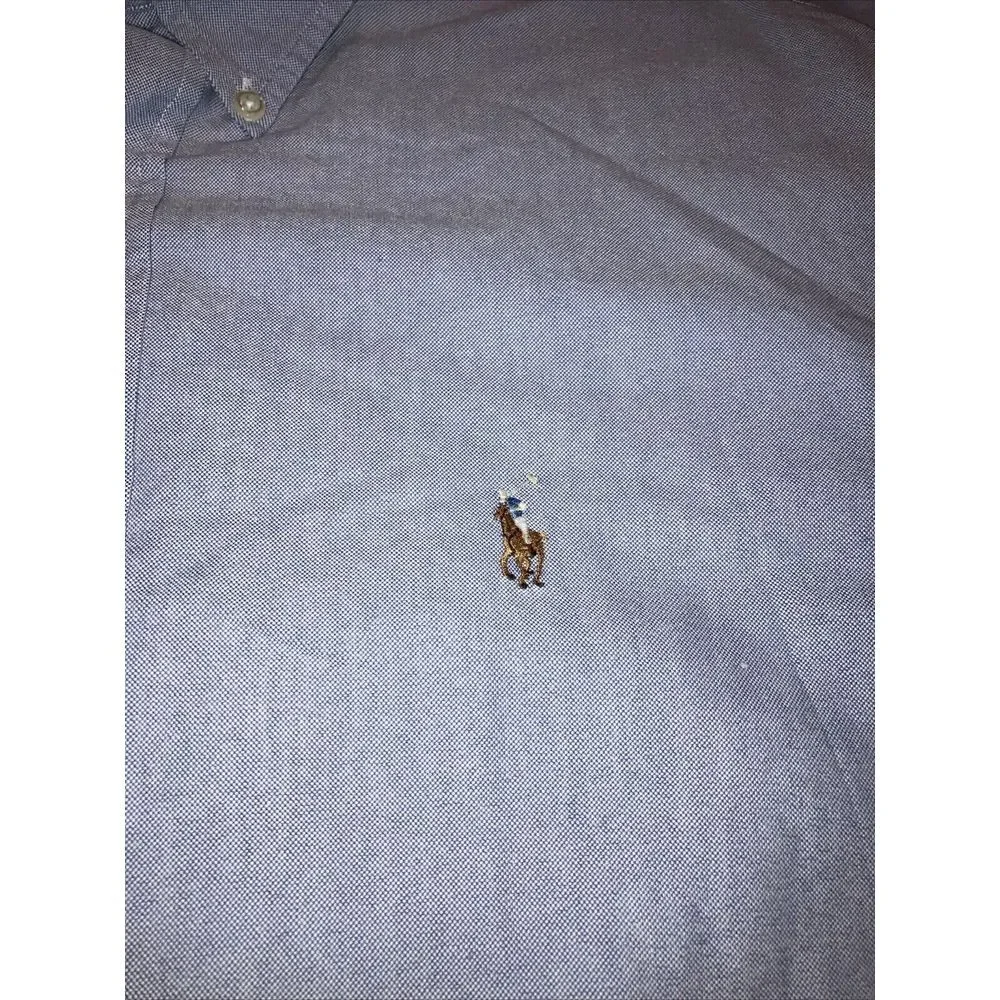 Ralph Lauren Shirt Mens 17.-35 Yarmouth Button Up Blue Solid Long‎ Sleeve Casual